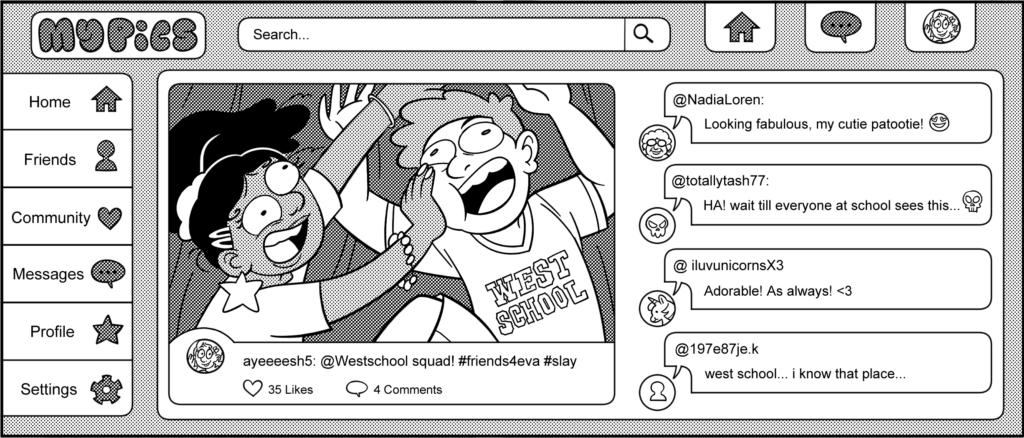 A screenshot from the cybersecurity and online safety comic.